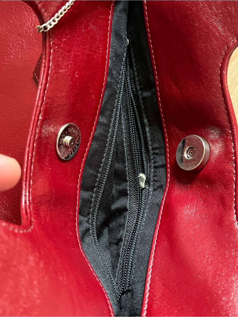Women's Burgundy Leather Handheld Tote - Picture 4 of 5